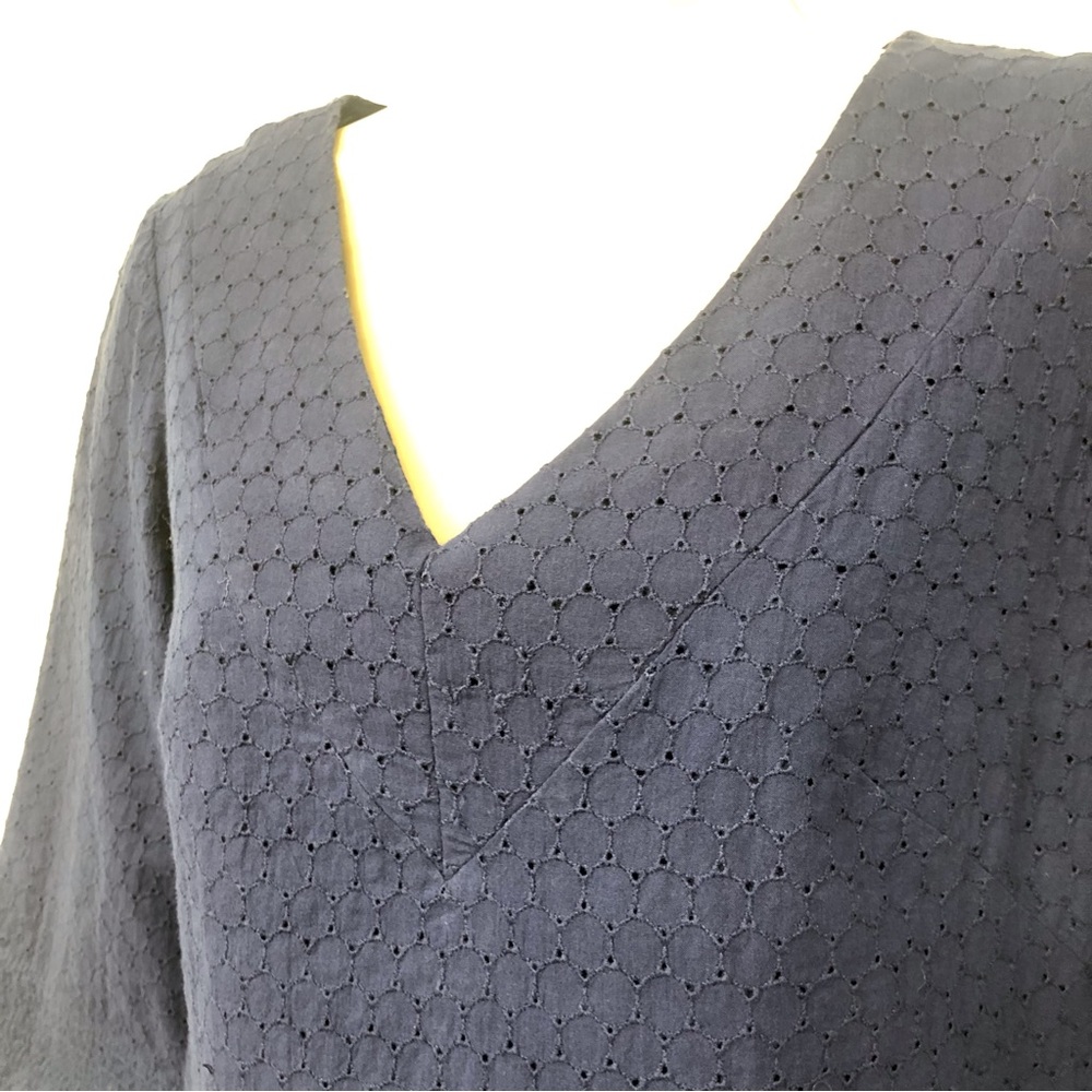 Donna Morgan Navy Eyelet Shift Dress - Picture 3 of 16